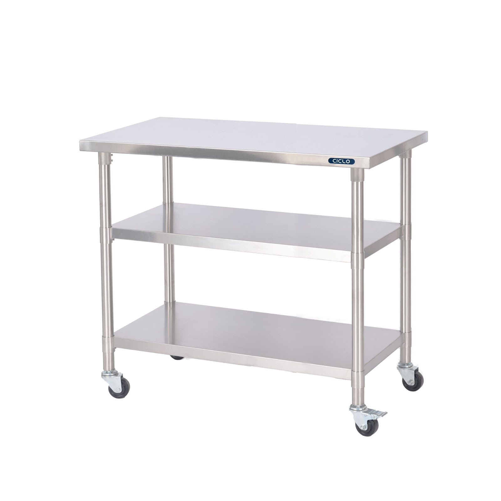 日本製 ステンレス 作業台 業務用 W120×H80×D45cm キャスター付き 3段 オールステンレス作業台 ステンレス調理台 業務用キッチン 調理作業台 キッチン作業台 ステンレス 製 キッチン 調理台 組立簡単 台所 ホテル 食品準備 レストラン 食堂 kot3ca-12045