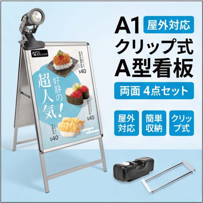 A型スタンド看板 風対策セット A1 両面 シルバー・ブラック・木目 4set-jc-a1-d