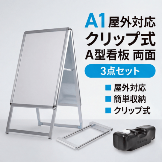 A型スタンド看板 風対策セット A1 両面 シルバー・ブラック・木目 3set-jc-a1-d