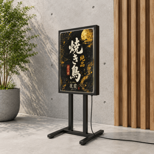 屋外防水 両面式 小型 LEDエッジライト式電飾スタンド看板 W450*H1050mm GSK-1050