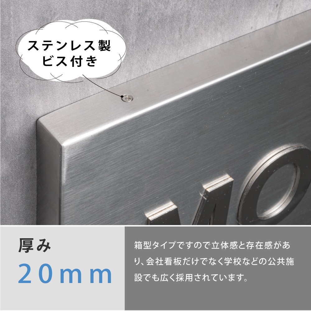 表札　ステンレス切り文字　鏡面　ヘアライン看板　w500×h250<br>sthl5025