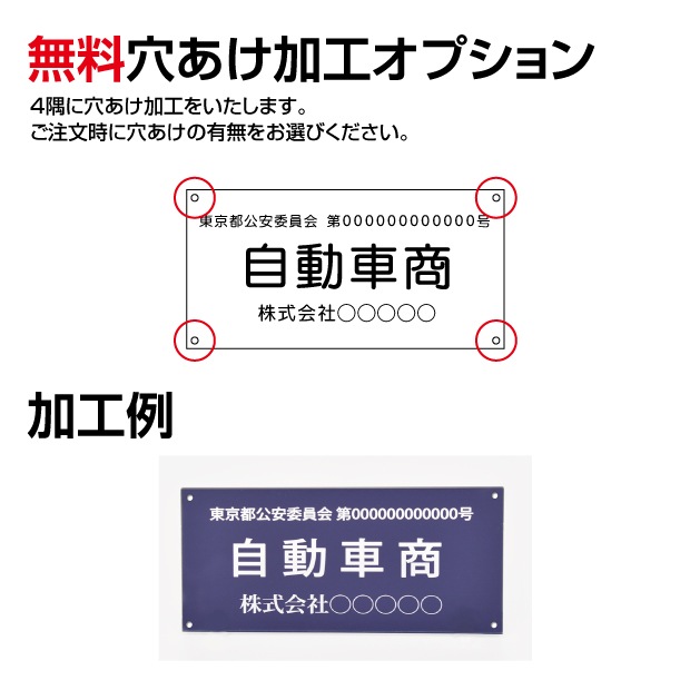 古物商 許可証 アクリル製 古物商プレート160×80mm(紺色)（壁掛け用穴ありタイプ）/許可証 看板 警視庁公安委員会指定 古物商許可証 curio-navy-hole