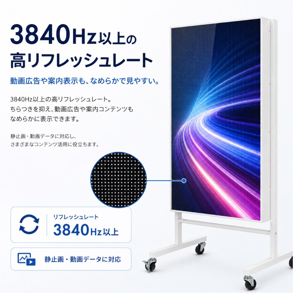 LEDビジョンスタンド看板 自立型 片面 屋外用 USBメモリー 高輝度 防水仕様 p2976-od-500-1000