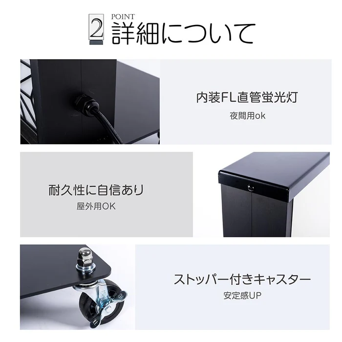 電飾スタンド看板 和風 印刷シート貼込タイプ 両面表示 高さ140cm 青海波/麻の葉/桧垣/黒 ts-wf-02-m