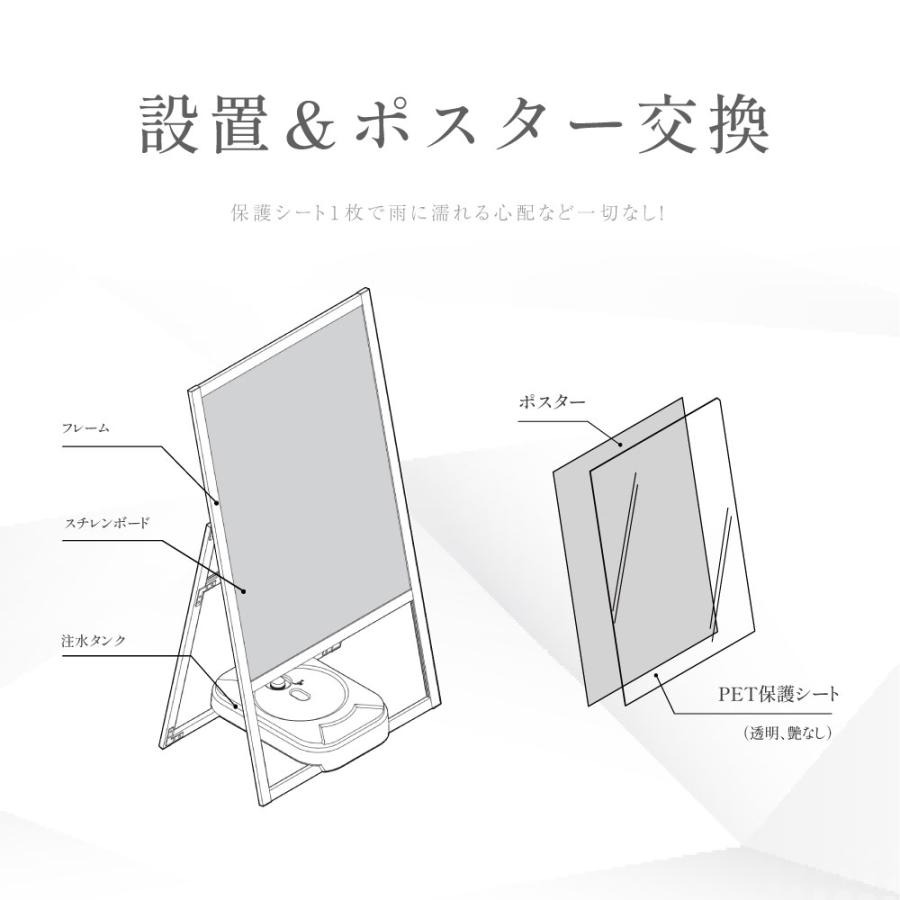 A型スタンド看板 激安タイプ 風対策セット A1 片面 シルバー jya1-s-sz
