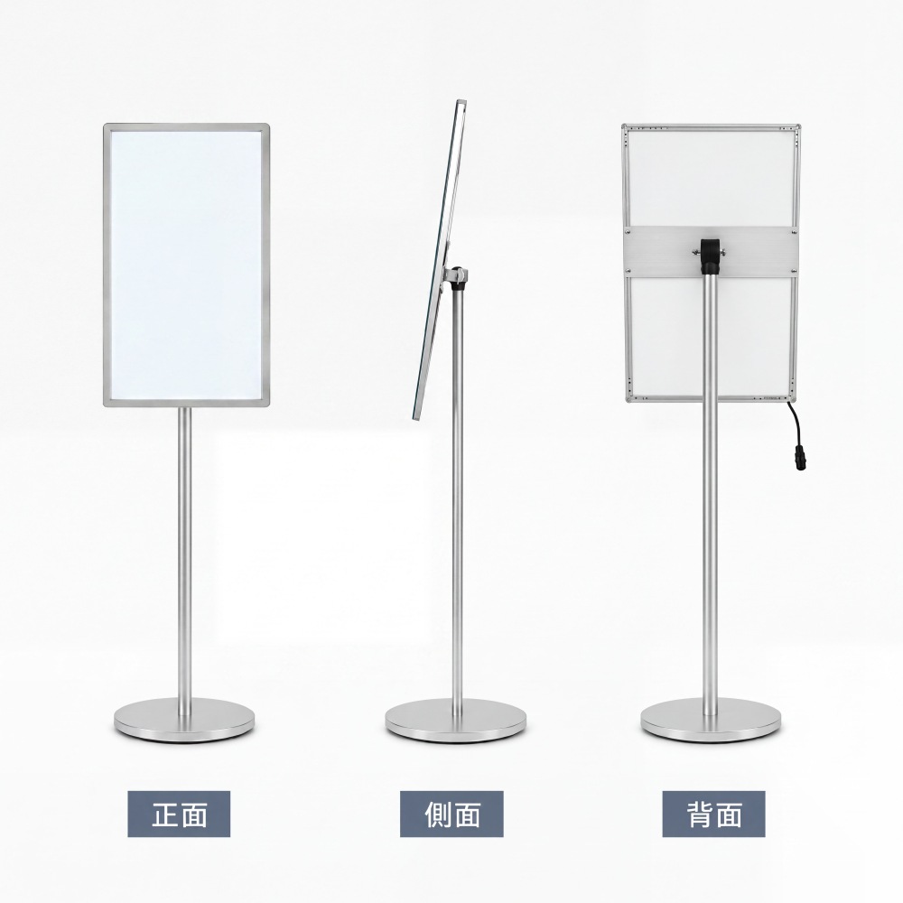 LED ポスターパネル スタンド A3 A4 5000lm 片面 屋内用 高輝度 360度回転 縦横 角度調整 差し込み式 ライトパネル 案内板 電飾看板 店舗用 飲食店 lds-s-sv