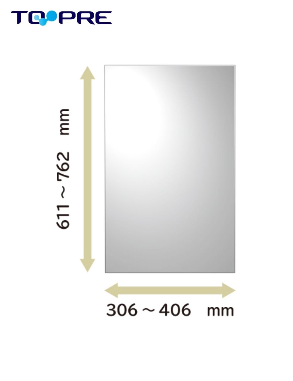 鏡専門店【鏡満足館】サイズオーダー鏡 防湿仕様【高さ611㎜～762㎜×横