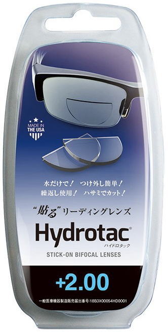 ハイドロタック 貼る リーディングレンズ 老眼鏡　＋2.00　Hydrotac　hydrotac