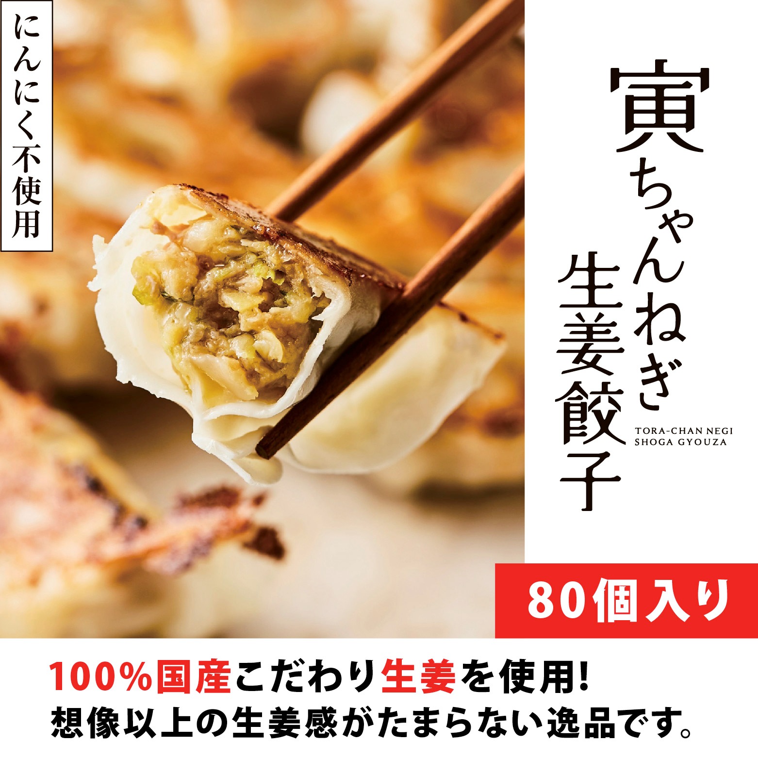 【送料無料】寅ちゃんねぎ生姜餃子（80個入り）