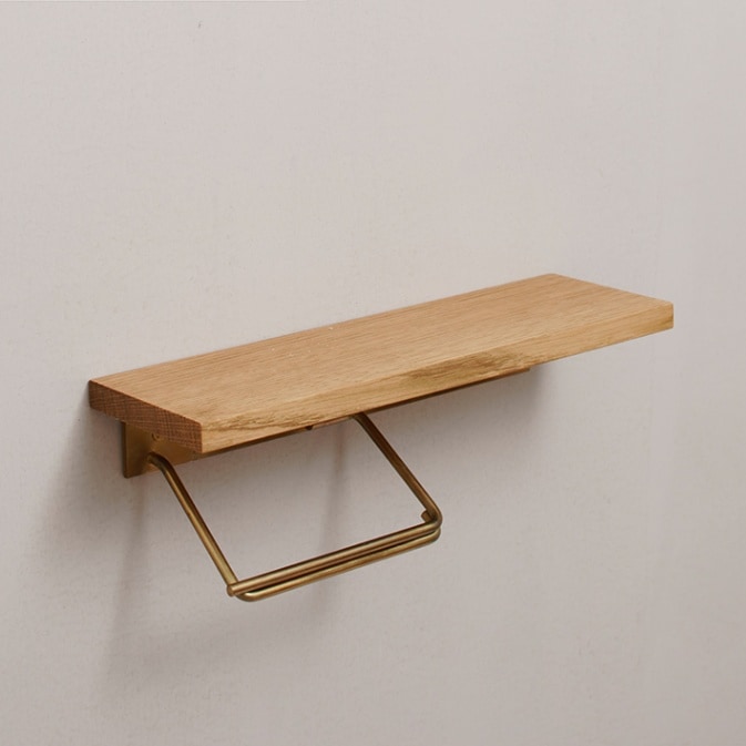 真鍮 棚板付き トイレットペーパーホルダー シングル 位置左｜巣まいと