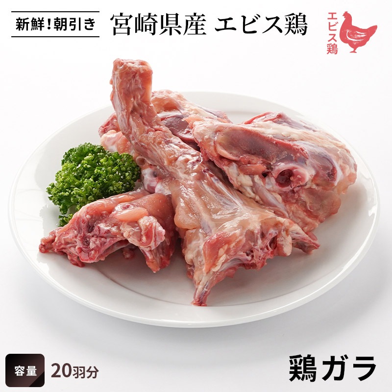 【業務用】宮崎県産エビス鶏　鶏ガラ　(20羽分)の画像