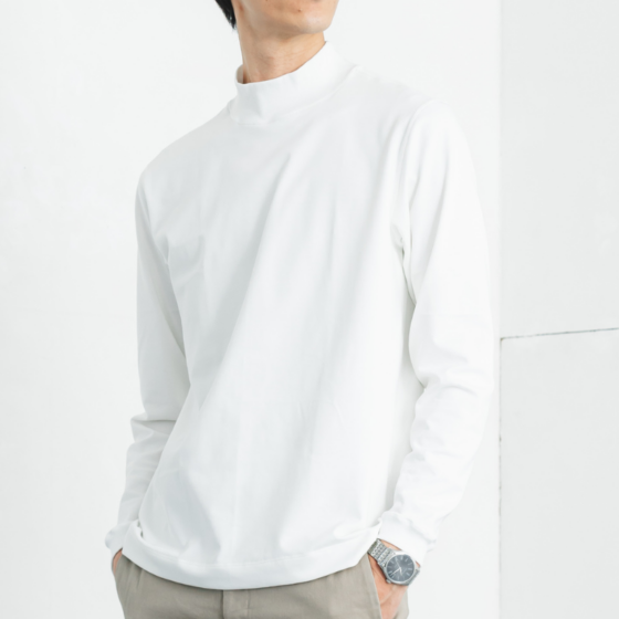 究極のコットン使用「大人のドレスTシャツ/長袖/厚手ハイネック」レギュラーフィット