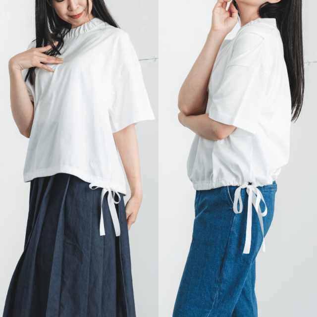 ビッグシルエットなのにだらしなく見えない白T 【ヘムリボンテープT】
