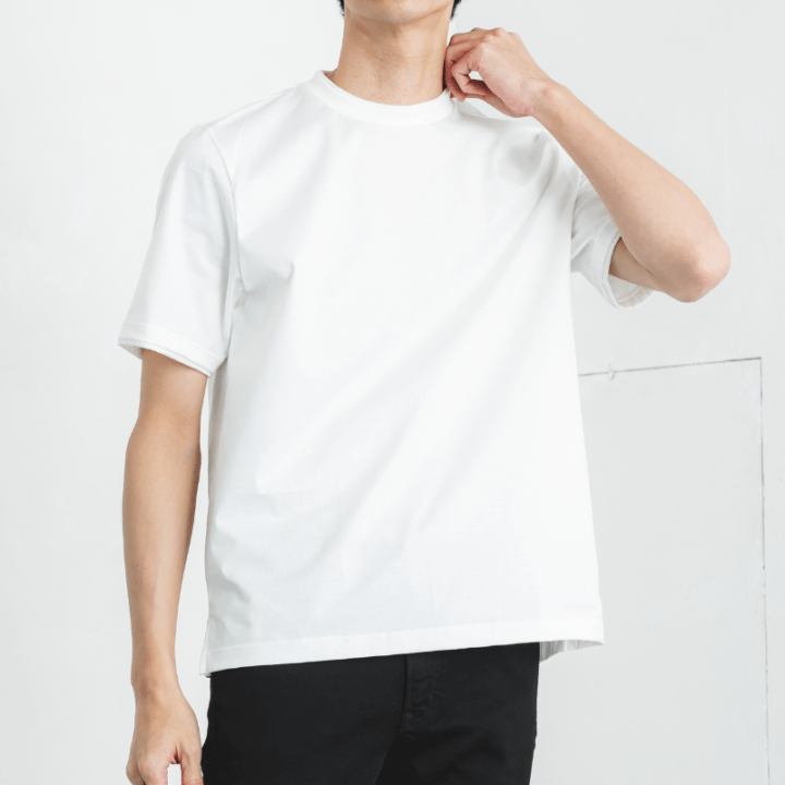 重ね着をしているようなデザイン【ダブルネックTシャツ】レギュラーフィット