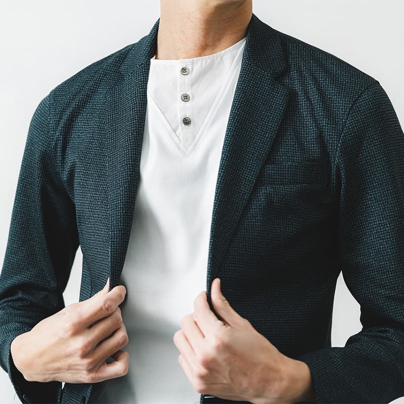 究極のコットン使用【大人のドレスTシャツ/ヘンリーネック】スマートフィット