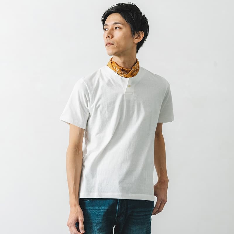 至高の着心地【吊り編みヘンリーネックTシャツ】ボールドフィット