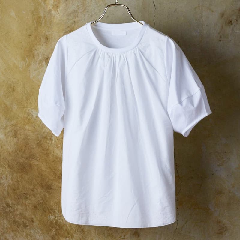 リバースドッキングTシャツ ホワイト 36サイズ DEVICE（デバイス）の「ドッキング 古着風 カットアウト 肩だし
