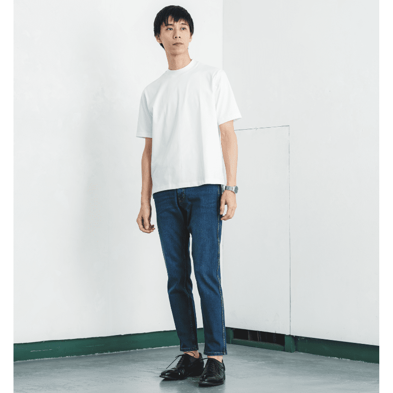 究極のコットン使用「大人のドレスTシャツ／厚手モックネック」レギュラーフィット