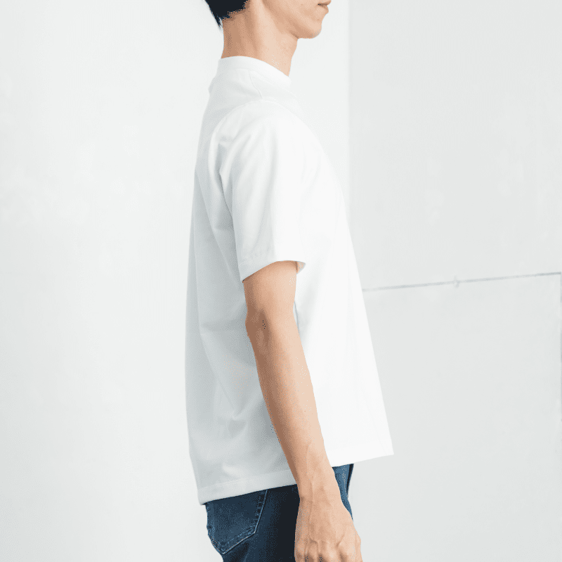 究極のコットン使用「大人のドレスTシャツ／厚手モックネック」レギュラーフィット