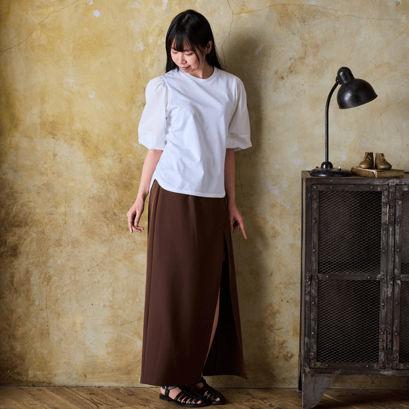 二の腕とヒップ周りをカバー【パフスリーブTシャツ】