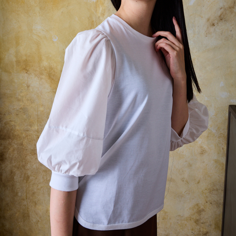 二の腕とヒップ周りをカバー【パフスリーブTシャツ】