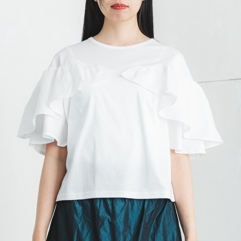 まるで天使の羽根のよう【フリルスリーブTシャツ】