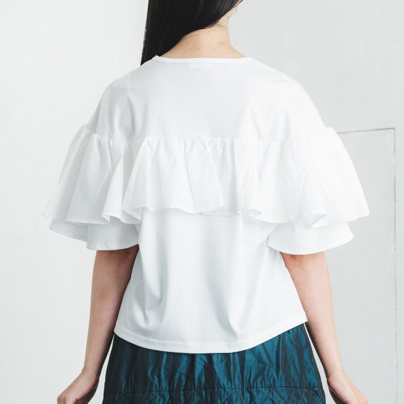 まるで天使の羽根のよう【フリルスリーブTシャツ】