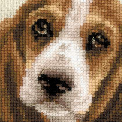 ビーグル額装刺繍絵画