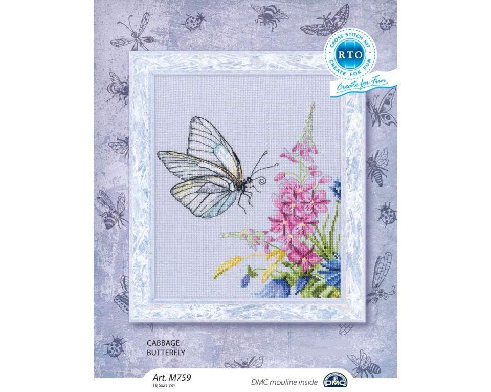 RTO クロスステッチ刺繍キット M759 ”Cabbage butterfly” (蝶 チョウ