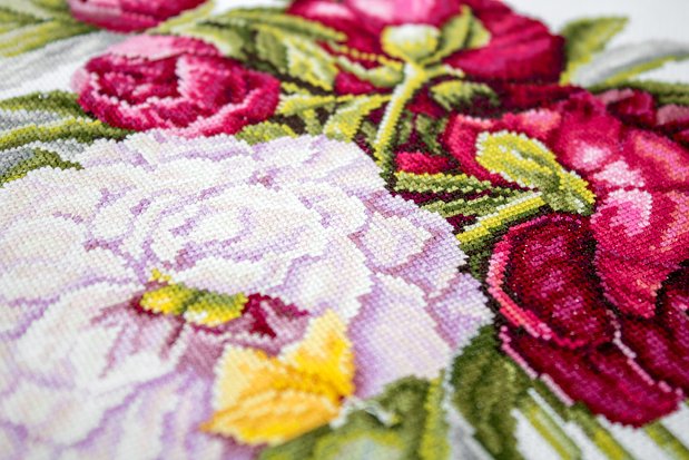 刺繍の掛軸(牡丹)ハンドメイド 刺繍の掛軸(牡丹)ハンドメイド
