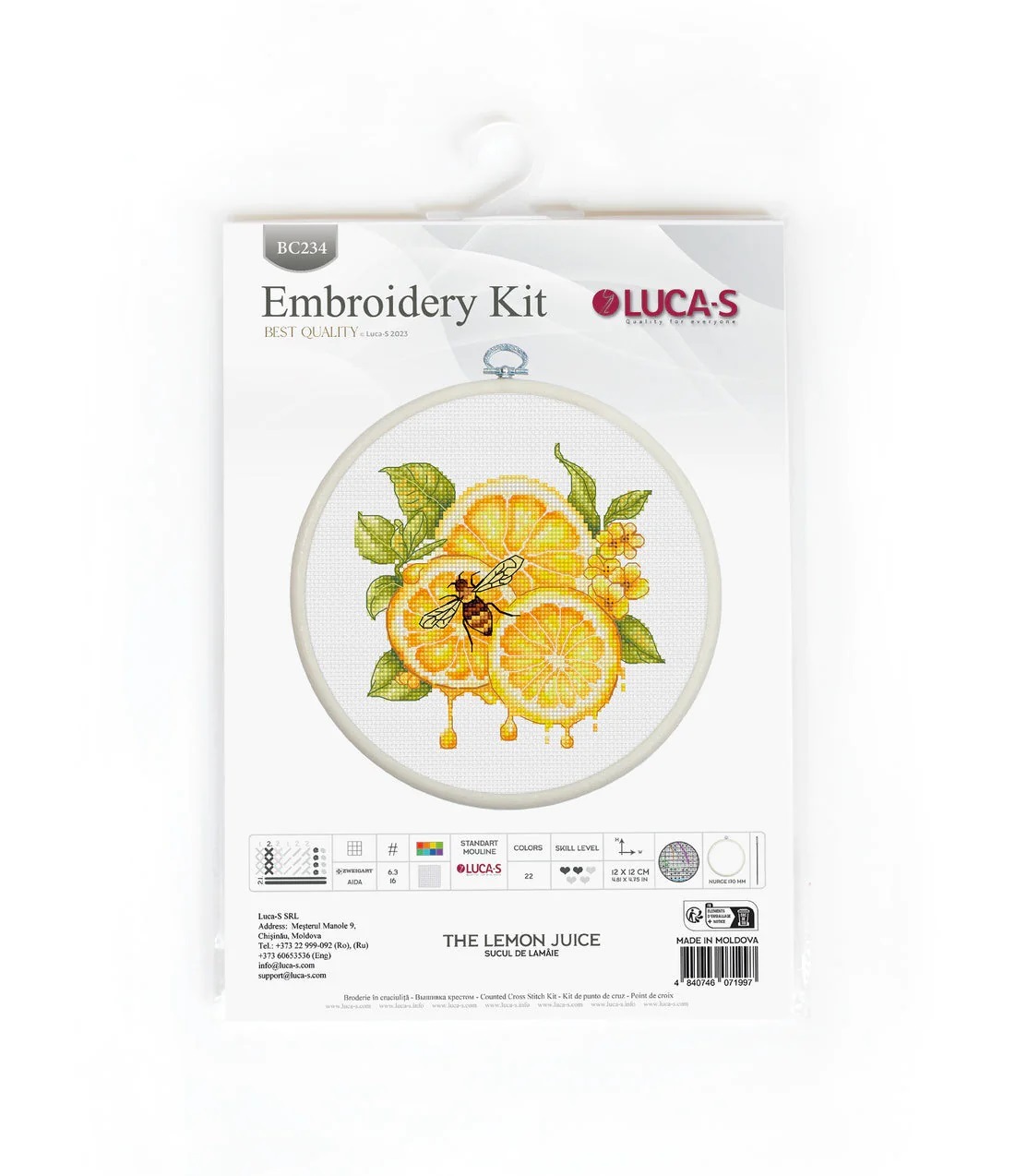 Luca-s社、クロスステッチキット Amazon | Luca-S クロスステッチキット フープ付き レモン