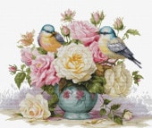 Luca-S ���������ƥå��ɽ����å� B7038 "Vase with Roses and Birds," (���ӤΥХ��Ļ) �ڳ�������/Ǽ��40��80�����١�