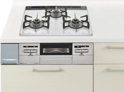 ガスコンロ  リンナイ製（Panasonic）JUGSW28P1W　クリアカラートップ　両面焼きワイドグリル　ホワイト