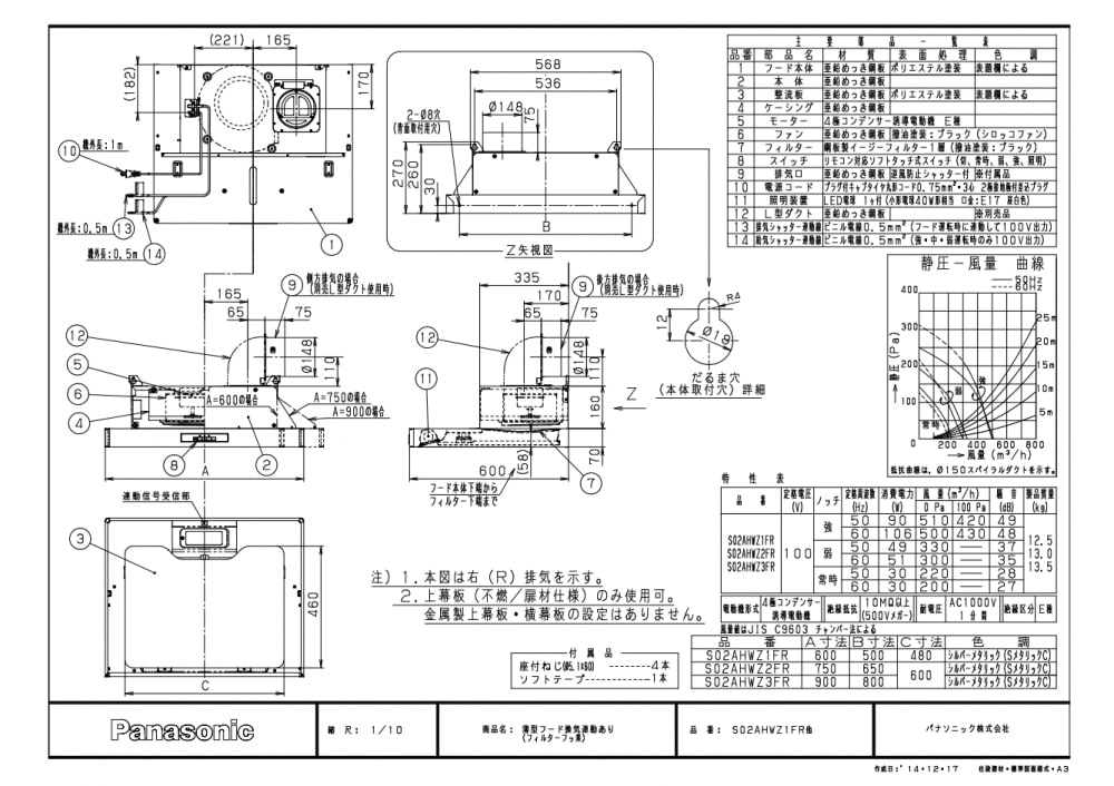 レンジフード 富士工業製（Panasonic）JUGS02AHWZ2F(R/L) 間口