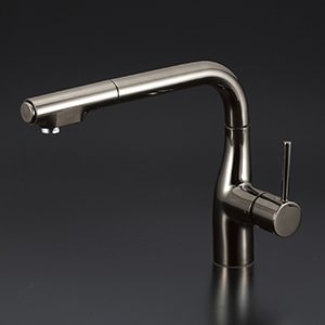 キッチン水栓　一般地用　 KVK製（KVK）KM6101VECBN　黒ニッケルめっき　流し台用シングルレバー式シャワー付混合栓