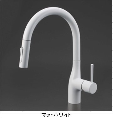 KVK KM6061ECM4 シングルシャワー付混合栓(ｅレバー)マットホワイト キッチン水栓 一般地用 KVK製（KVK）KM6061ECM4 マットホワイト