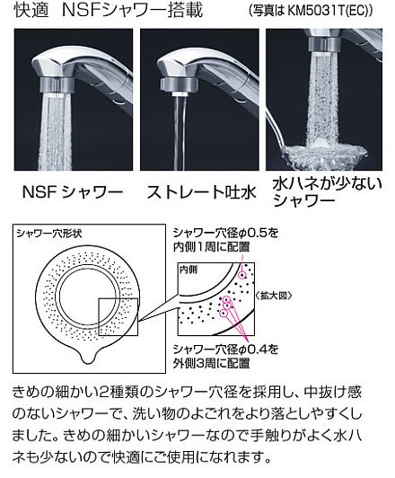 キッチン水栓 一般地用 KVK製（KVK）KM5031TEC 流し台用シングルレバー