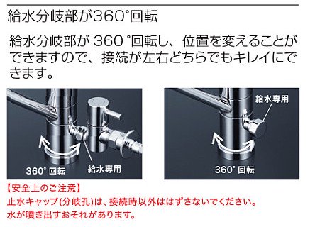 キッチン水栓 一般地用 KVK製（KVK）KM5041CTTU 給水専用 分岐付 