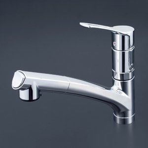 キッチン水栓　一般地用　 KVK製（KVK）KM5021TTN　給水・給湯接続　流し台用シングルレバー式シャワー付混合栓