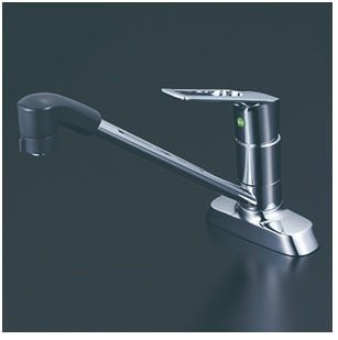 キッチン水栓　寒冷地用　 KVK製（KVK）KM5081ZTFEC　シングルシャワー付混合栓（eレバー）  260㎜パイプ付