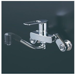 キッチン水栓　寒冷地用　 KVK製（KVK）MSK110KZERFKT　シングルシャワー付混合栓(楽付王)ｅレバー　200㎜パイプ付