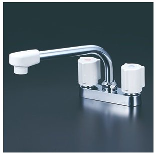 キッチン水栓 一般地用 KVK製(KVK)KM17GN 2ハンドル混合栓(202mmパイプ付)