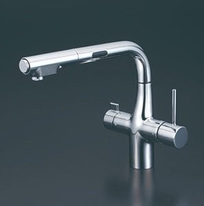 浄水器　一般地用　 KVK製（KVK）KM6131DSCEC　ビルトイン浄水器用シングルシャワー付混合栓（センサー）浄水カートリッジセット付