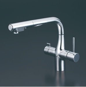 浄水器　一般地用　 KVK製（KVK）KM6121SCECHS　ビルトイン浄水器用シングルシャワー付混合栓　浄水カートリッジセット付