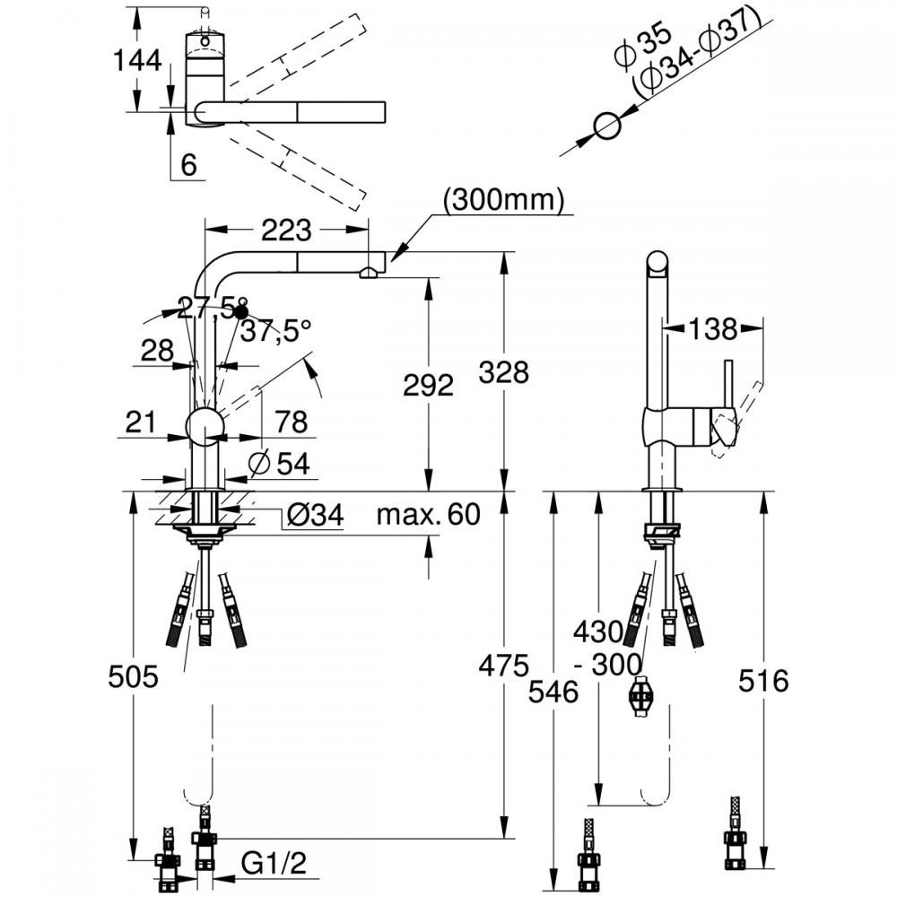 GROHE シングルレバーキッチン混合栓 JP351600 クローム 楽天市場】JP351600 グローエ GROHE シングルレバーキッチン混合