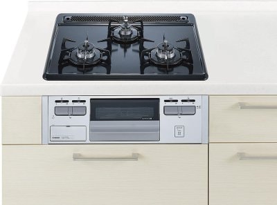 ガスコンロ  ハーマン製（Panasonic）JUGSG32T1L　3口コンロ　ホーロートップ　片面焼きグリル　幅60cm　シルバー