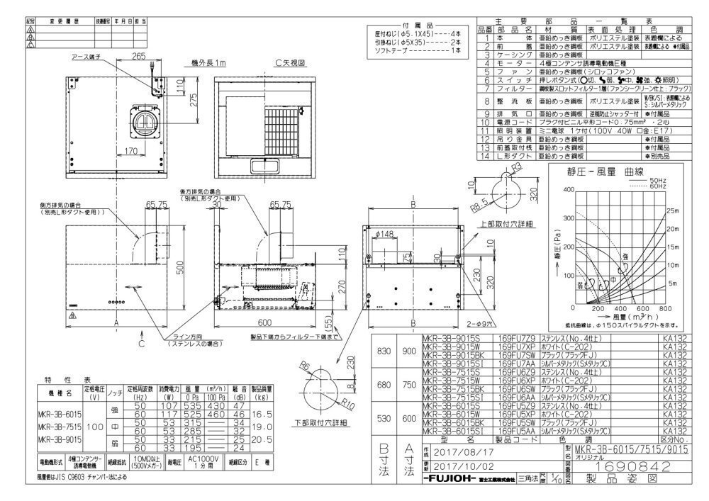 レンジフード 富士工業製(富士工業)MKR-3B-9015BK ブラック レンジフード 富士工業製(富士工業)MKR-3B-9015BK ブラック
