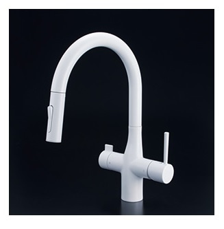 浄水器　一般地用　 KVK製（KVK）KM6081VECM4　ビルトイン浄水器用シングルシャワー付混合栓　浄水カートリッジセット別売　マットホワイト