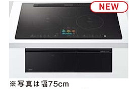 IHクッキングヒーター　タカラスタンダード　HTB-TS2500NWKF　3口IHヒーター　幅75cm　1口オールメタル　プレミアムブラック