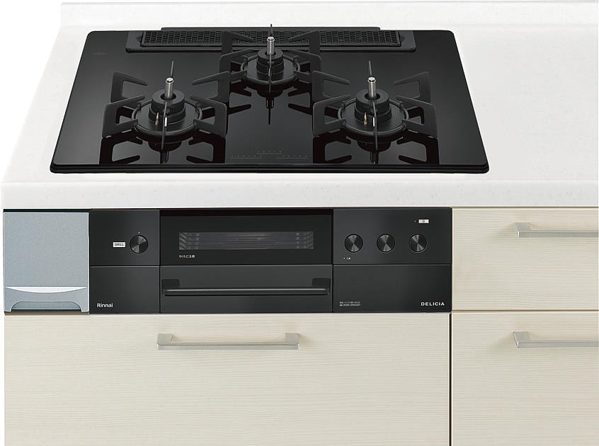 ガスコンロ  リンナイ製（Panasonic）JUAEHW38R3　間口60cm　ガラストップ　両面焼きグリル　3口コンロ